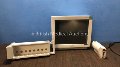 1 x Philips IntelliVue MP70 Touch Screen Monitor with 1 x Philips M8048A Module Rack and 1 x Philips M3001A Module Including ECG, Press, Temp, SpO2 an