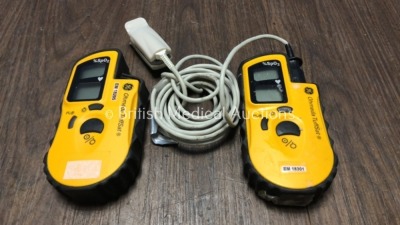 2 x GE Ohmeda Tuffsat SpO2 Pulse Oximeters with 1 x SpO2 Finger Sensor (Both Untested Due to No Batteries)