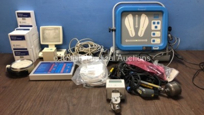 Mixed Lot Including 10 x Viamed Medical Oxygen Sensors, 1 x Wright Peak Flow Meter, 1 x Ambu Man Drug Box, 1 x IMS 700.00510 Weighing Scales, 3 x Bis X Connection Cables, 1 x Resusci Skillmeter (Untested Due to No Power Supply) 1 x SMS Healthcare Balance 