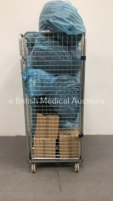 Cage of Mixed Ambulance Uniforms and MediBase Nitrile Powder Free Gloves (Cage Not Included)