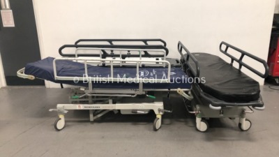 2 x Portsmouth Surgical QA3 Hydraulic Patient Trolleys with 1 x Mattress and 1 x Merivaara Acute Care Line Hydraulic Patient Trolley with Mattress (Hy