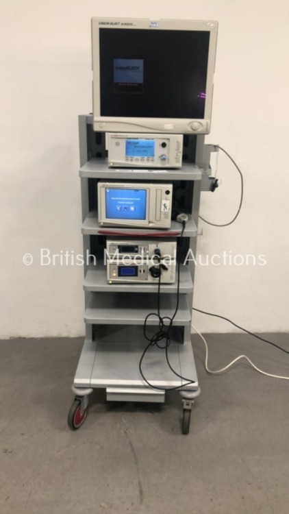 Stryker Stack Trolley Including Stryker Vision Elect HD Monitor,Stryker 40L High Flow Insufflator,Stryker SDC HD High Definition Digital Capture Unit,