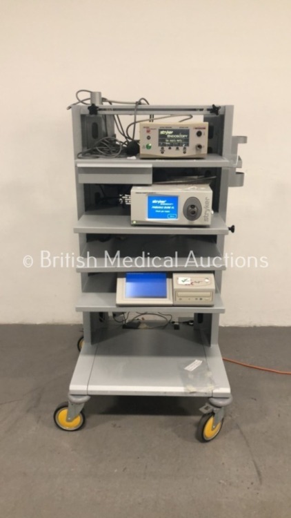 Stryker Stack Trolley Including Stryker Endoscopy 40L High Flow Insufflator,Stryker Pneumo Sure High Flow Insufflator and Stryker SDC Pro 2 DVD Unit (