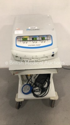 ConMed System 2450 Electrosurgical Unit Model 60-2450-230 on ConMed Trolley with 1 x Dual Footswitch, 1 x Bipolar Dome Footswitch and 1 x Accelerator