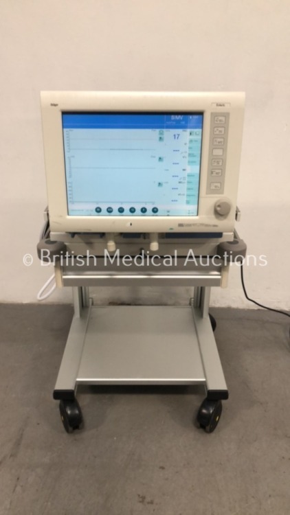 Drager Evita XL Ventilator Ref 8414900-34 Software Version 06.12 Running Hours 34158 on Stand with Hoses (Powers Up) * SN ARZE-0045 * * Mfd 2008 *