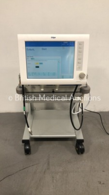 Drager Evita XL Ventilator Ref 8414900-29 Software Version 06.12 on Stand with Hoses (Powers Up-Damaged Screen-Unable to Use Touch Screen for Running