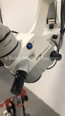 Carl Zeiss OPMI Lumera i Surgical Microscope with Carl Zeiss f170 BInoculars, 2 x 10x Eyepieces, Zeiss f200 APO Lens and Footswitch on Zeiss Stand (Po - 4