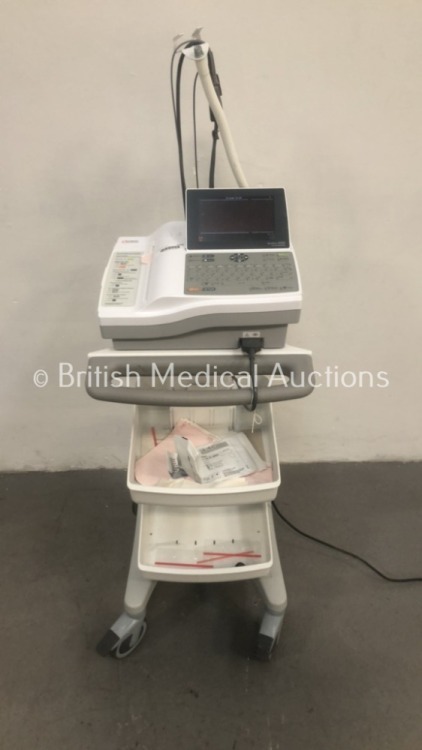 Cardiac Science Burdick 8500 Electrocardiograph on Stand with 10 Lead ECG Leads (Powers Up)