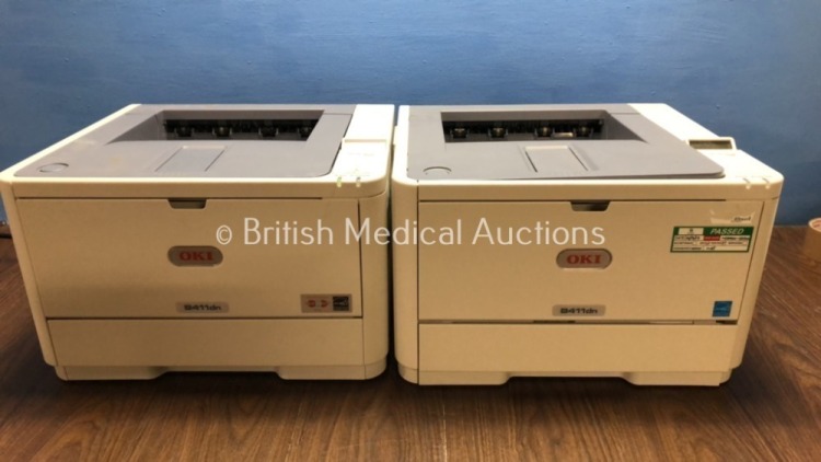 2 x Oki B411dn LED Laser Printers (Both Power Up) *AK38083183 / AK27055116*