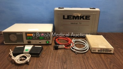 Mixed Lot Including 1 x Lemke MC 404 Camera Unit with Camera Head in Case (Powers Up with Fault) and 1 x Olympus Europe Anglopump with Footswitch (Pow