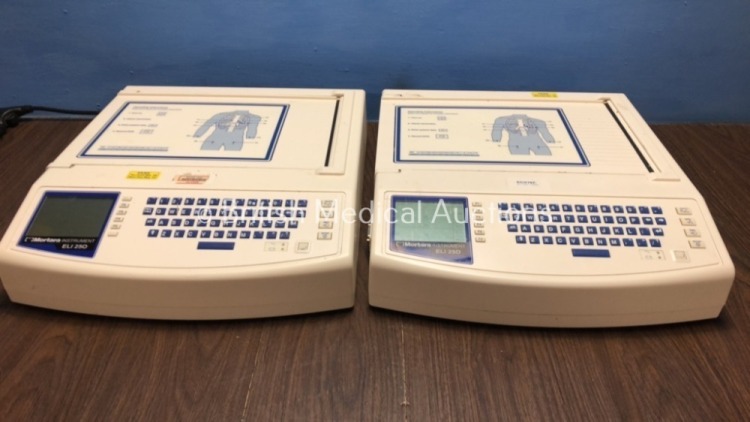 2 x Mortara Instruments ELI 250 ECG Machines (Both Power Up) *109520032838 / 109520032839