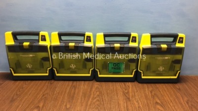 4 x Cardiac Science Powerheart AED G3 Automated External Defibrillators (All Power Up with Service Required Message - Batteries Not Included)