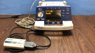 Philips Heartstart XL Defibrillator Including ECG and Printer Options with 1 x ECG Lead and 1 x Paddle Lead / Test Load *Mfd 2003-10* (Powers Up) *US