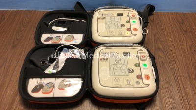 2 x CU Medical Systems Inc iPAD Intelligent Public Access Defibrillators with Batteries in Carry Cases *Mfd 2014* (Both Power Up)