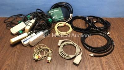 Job Lot Including 6 x Philips Paddle Leads, 5 x Philips Test Loads, 4 x NIBP Leads with 1 x Cuff, 1 x ECG Lead and 1 x MFC Lead