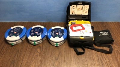 Job Lot Including 1 x Medtronic Lifepak CR Plus Defibrillator in Carry Case and 3 x HeartSine PAD SAM500P Defibrillators (All Power Up with Stock Powe