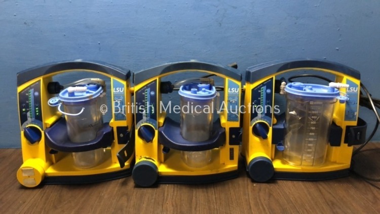 3 x Laerdal LSU Suction Units with 3 x Suction Cups and 3 x Lids (All Power Up) *78291297948 / 78071070394 / 78511465561*