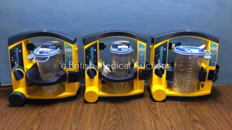 3 x Laerdal LSU Suction Units with 3 x Suction Cups and 3 x Lids (All Power Up) *78240961043 / 78410334588 / 78071070387*