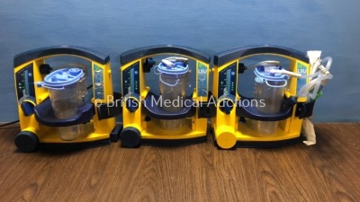 3 x Laerdal LSU Suction Units with 3 x Suction Cups and 3 x Lids (All Power Up) *78061577027 / 78381077339 / 78081070665*