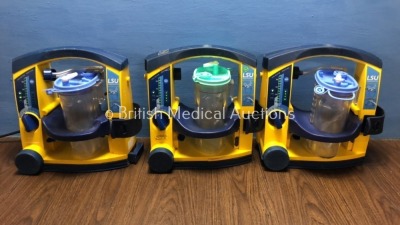 3 x Laerdal LSU Suction Units with 3 x Suction Cups and 3 x Lids (All Power Up with Slight Damage to 1 x Casing - See Photo) *78090957261 / 7827107518