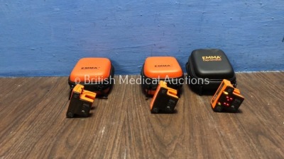 2 x Emma Ref 606100 Emergency Capnometers and 1 x Emma Ref 605100 Emergency Capnometer in Cases (All Power Up) *140647 / 122389 / 108280*