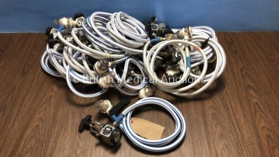 Job Lot of 16 x Entonox Hoses (Approx.) with Valves and Mouthpieces