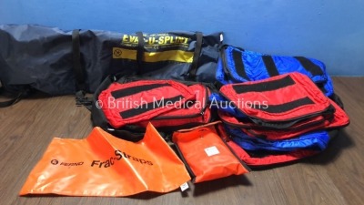 Mixed Lot Including 3 x Evac U Splint Inflatable Mattress, 1 x Meber Strap and 12 x Small Carry Bags