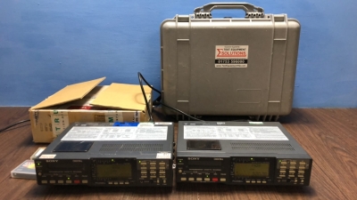 2 x Sony Digital Instrumentation Cassette Recorders (Both Power Up) with 1 x Carry Case and 100 x Sony DG90P DDS Data Cartridges