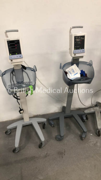 4 x Datascope Duo Patient Monitors on Stands (All Power Up)