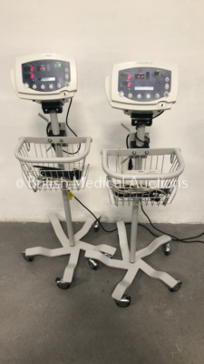 2 x Welch Allyn 53N00 Patient Monitors on Stands (Both Power Up)