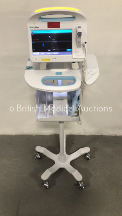 Welch Allyn 6000 Series Patient Monitor on Stand with SPO2, BP and Temp Options (Power Up)