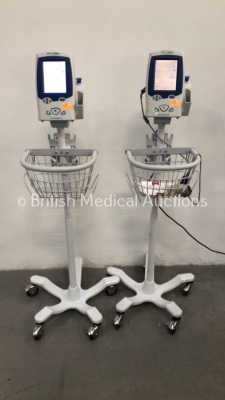 2 x Welch Allyn Vital Signs LXi Monitors on Stands (All Power Up)