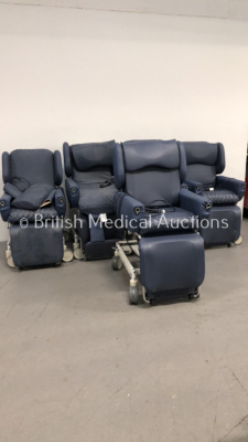 5 x Sertain S4000 Series Electric Hi-Lo Pressure Care Chairs with 5 x Controllers (All Power Up and Tested Working) * SN 17663 / 20335 / 20374 / 20336