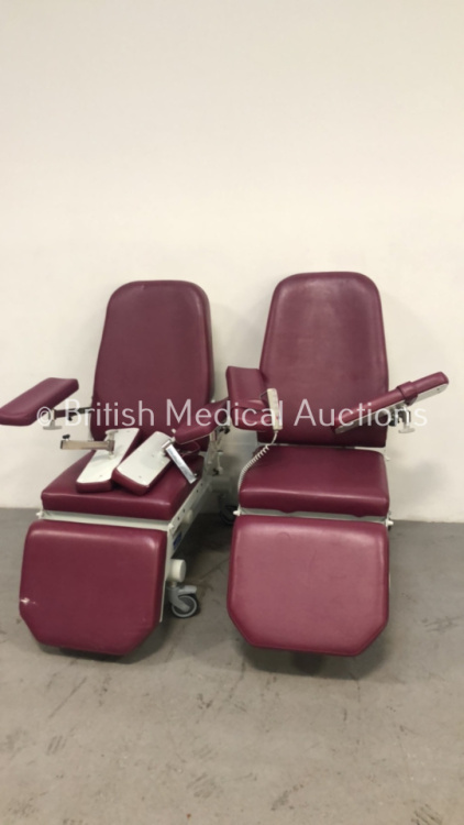 2 x Midmark Promotal Electric Dialysis/Patient Therapy Chairs with Controllers (Both Power Up)