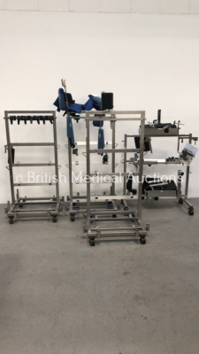 4 x Maquet Operating Table Attachment Trolleys with Cage of Attachments (Incomplete - See All Pictures in This Lot)