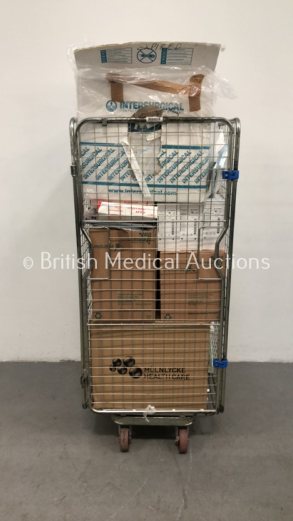 Cage of Mixed Consumables Including Barrier Stockinet, 3M Bair Hugger Warming Blankets and Smith Medical Blue Line Tracheostomy Tubes (Cage Not Includ