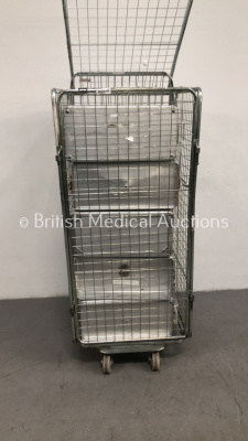 Cage of Empty Metal Instrument Containers (Cage Not Included)