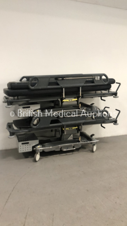 2 x Anetic Aid QA3 Hydraulic Patient Trolleys with Mattress (Hydraulics Tested Working)