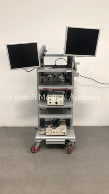 Stryker Stack Trolley with 2 x NEC Monitors, Richard Wolf 2290 Lithoclast Insufflator and Richard Wolf 2201 Suction Pump (Powers Up)