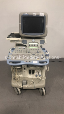 GE Vivid 7 Dimension Ultrasound Scanner with 3 x Transducers/Probes (1 x M4S * Mfd August 2011 *,1 x 3V * Mfd Dec 2005 * and 1 x Pencil Probe in Case)