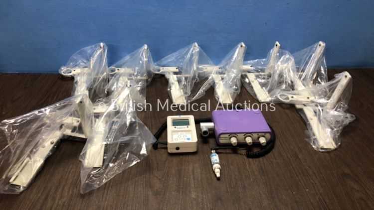 Mixed Lot Including 9 x Arjohuntleigh Ref 801.06 Brackets, 1 x MaxTec Maxo2Me Oximeter Untested Due to No Batteries) 1 x Caradyne Whisperflo 2 Respira