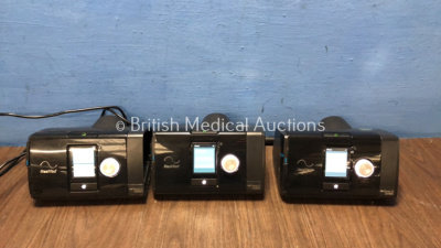 3 x ResMed Airsense 10 Autoset CPAP Units with 3 x AC Power Supplies (All Power Up) *23171013824 / 23191628472 / 23193258228*