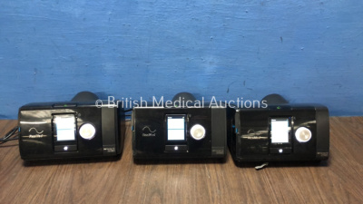 3 x ResMed Airsense 10 Autoset CPAP Units with 3 x AC Power Supplies (All Power Up) *23201366305 / 23192643882 / 23162287111*