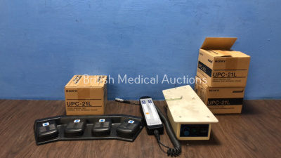 Mixed Lot Including 1 x Maquet Bed Controller, 1 x CSO Slit Lamp Power Supply (Cut Cable-See Photo) 3 x Sony UPC-21L Color Printing Packs and 1 x Mis