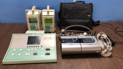 Mixed Lot Including 1 x ResMed AutoSet S9 CPAP Unit with 1 x ResMed H5I Humidifier Unit, 1 x AC Power Supply and 1 x Breathing Mask In Carry Bag (Powe