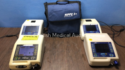 Job Lot Including 3 x B&D Electromedical Nippy 3+ Ventilators (2 Power Up, 1 No Power) 1 x B&D Electromedical Clearway Cough Assist Unit with 1 x Carr