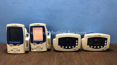 2 x Welch Allyn Spot Vital Signs LXi Patient Monitors (Both Power Up) 2 x Welch Allyn 53N00 Patient Monitors (1 Powers Up, 1 No Power, 1 with Missing