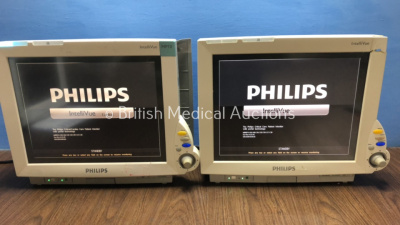 2 x Philips IntelliVue MP70 Touch Screen Patient Monitors Software Version H.15.45 / H.15.41*Mfd 2009-04 / 2011-05* (Both Power Up with 1 x Damaged Ca