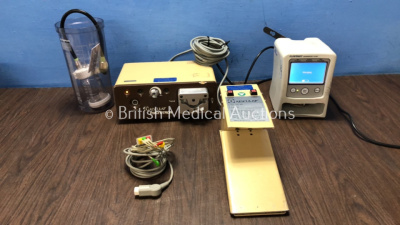 Mixed Lot Including 1 x Stryker Flosteady Arthroscopy Pump (Powers Up) 1 x Aesculap Microtron Unit with Footswitch (Powers Up with Damaged Casing-See