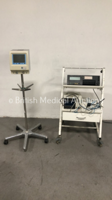 Anetic Aid AET Electronic Tourniquet on Stand with Uniphy Phyaction 787 ElectroTherapy System and Datascope Accutorr 4SAT Monitor (Powers Up) *S/N FS0